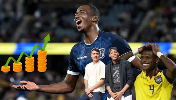 Defensor del Eintracht Frankfurt celebrando con la camiseta de la 'Tri', al lado Páez, Arboelda y Plata. FOTO: El Universo