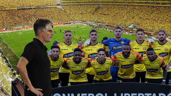 Diego López analizando el 11 titular de Barcelona SC. Foto tomada de: Barcelona SC/Conmebol