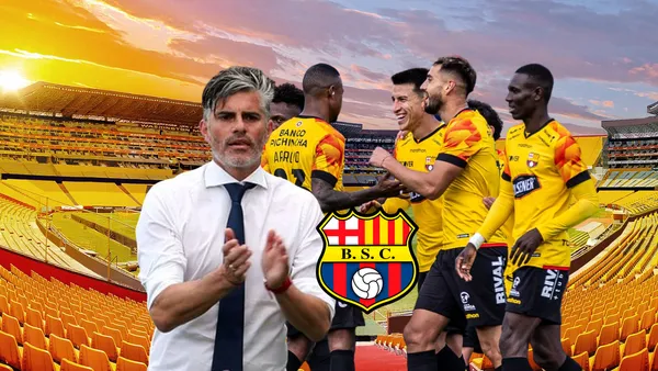 Diego López aplaudiendo a los jugadores de Barcelona SC