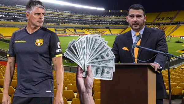 Diego López con Antonio Álvarez en el Monumental (Foto tomada de: La Hora/Expreso/Primicias/Metro)