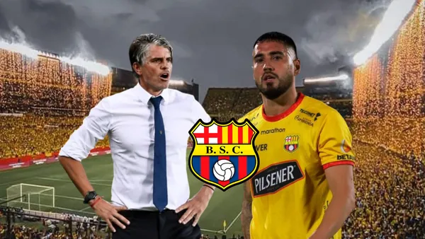 Diego López preocupado y Francisco Fydriszewski triste. Foto tomada de: Caravana/Barcelona SC