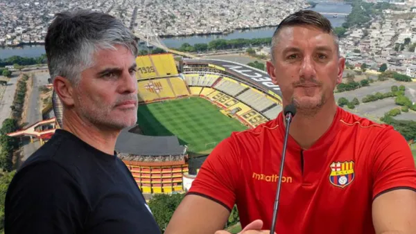 Diego López y Germán Corengia en el Estadio Monumental (Foto tomada de: Expreso/API/Barcelona SC)