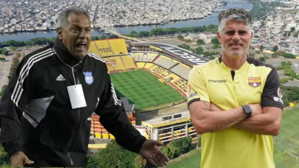 Diego López y Hernán Torres en el Estadio Monumental (Foto tomada de: Expreso/Primicias/Antena 2)