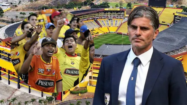 Diego López y los hinchas de Barcelona SC en el Monumental (Foto tomada de: Andec/César Luis Merlo/Barcelona SC)