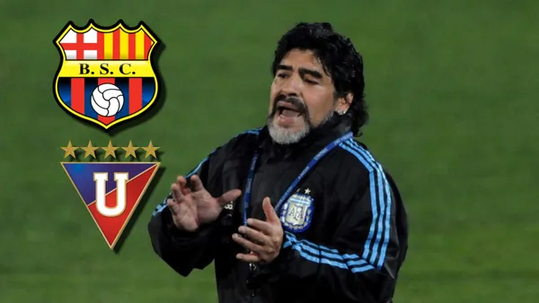 Diego Maradona-Liga de Quito-Barcelona SC / Foto: Olé