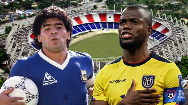 Diego Maradona y Enner Valencia (Foto tomada de: FutRed/API/Cadena 3)