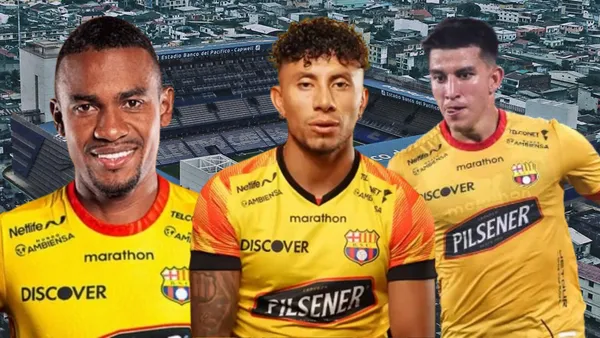 Dixon Arroyo, Joao Rojas y Fernando Gaibor en el Estadio Capwell (Foto tomada de: Wikipedia/API/Barcelona SC)