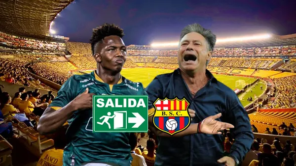 Djorkaeff Reasco molesto, Ariel Holan gritando. Foto tomada de: Barcelona SC/Ecuavisa