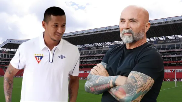 Eduardo Morante y Jorge Sampaoli (Foto tomada de: Wikipedia/Liga de Quito/Tiempo)