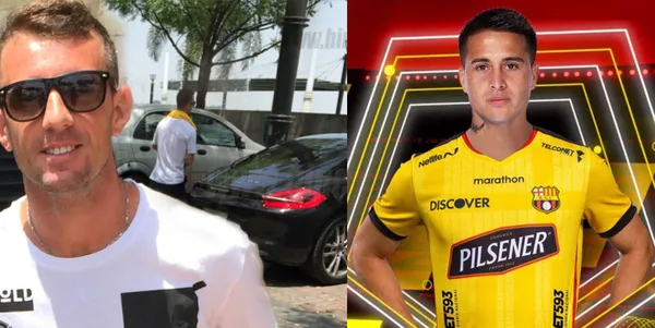 El carro que maneja Christian Ortiz para dirigirse a los entrenamientos de Barcelona SC