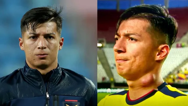 El ecuatoriano sorprendió a todos porque salió al terreno de juego con una bola en el cuello
