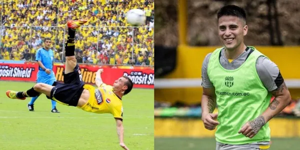 El jugador de Barcelona SC hizo una chilena en los entrenamientos