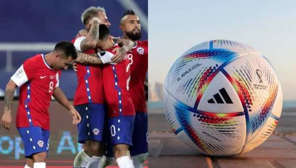 El jugador chileno posó junto al balón oficial del mundial y generó la polémica
