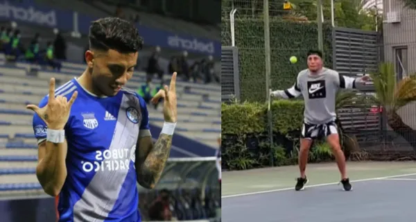 El jugador de Emelec está en modo vacaciones y se lo vio practicando tenis, no lo hace nada mal