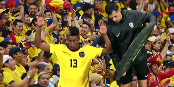 El recibimiento de la hinchada ecuatoriana tras el ingreso de Kevin Rodríguez