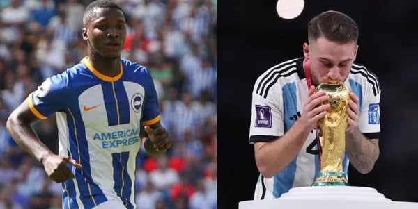 El recibimiento de Moisés Caicedo a Alexis Mac Allister que fue campeón del mundo