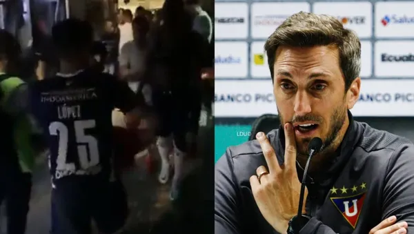 El técnico de Liga de Quito demostró su molestia con los gendarmes por como actuaron