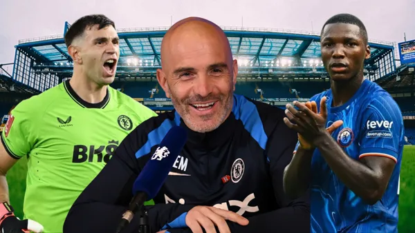 Emiliano Martínez, Enzo Maresca y Moisés Caicedo (Foto tomada de: Chelsea/ESPN)