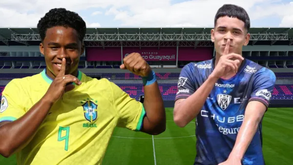 Endrick y Kendry Páez en el Estadio Banco de Guayaquil (Foto tomada de: Primicias/API/Conmebol)