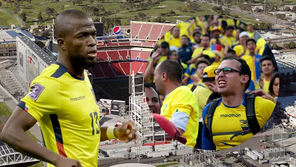 Enner Valencia e Hinchas de Ecuador (Foto tomada de: Wikipedia/TyC Sports/La Tri)
