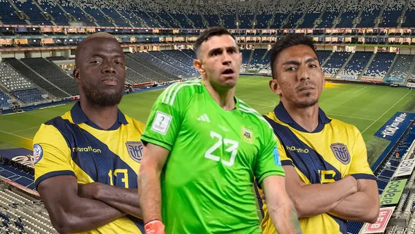 Enner Valencia, Emiliano Martínez, Ángel Mena. Foto tomada de página12.com/Conmebol(¡/La Tri