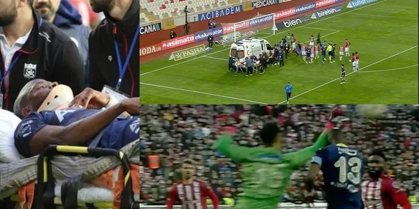 Enner Valencia sufrió un golpe en la cabeza y fue trasladado en ambulancia.