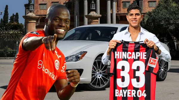 Enner Valencia y Piero Hincapié (Foto tomada de: Auto/Bayer Leverkusen/Internacional)