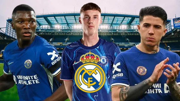 Enzo Fernández, Cole Palmer y Moisés Caicedo (Foto tomada de: Chelsea/Wikipedia)