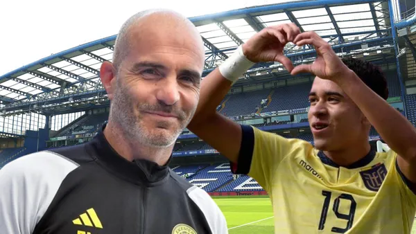 Enzo Maresca y Kendry Páez en Stamford Bridge (Foto tomada de: Goal/Kendry Páez/Expreso)