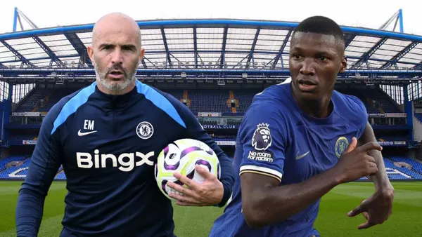 Enzo Maresca y Moisés Caicedo (Foto tomada de: DFDS/Chelsea/Goal)