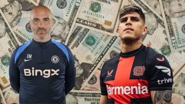 Enzo Maresca y Piero Hincapié (Foto tomada de: Forbes/Bayer Leverkusen/Chelsea)