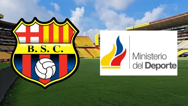 Escudo de Barcelona SC y del Ministerio del Deporte en el Estadio Monumental (Foto tomada de: Barcelona SC/Wikipedia/Ministerio del Deporte)
