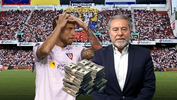 Ezequiel Piovi, Isaac Álvarez. Foto tomada de: Primicias/Liga de Quito