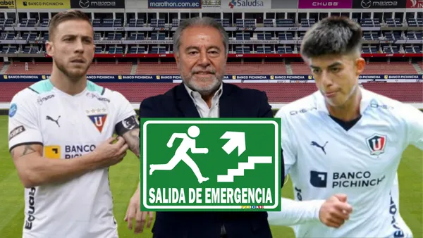 Ezequiel Piovi, Isaac Álvarez y Gabriel Villamil (Foto tomada de: Liga de Quito/Primicias/API/Extintor)