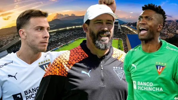 Ezequiel Piovi, Pablo Sánchez y Alexander Domínguez (Foto tomada de: Liga de Quito/API)