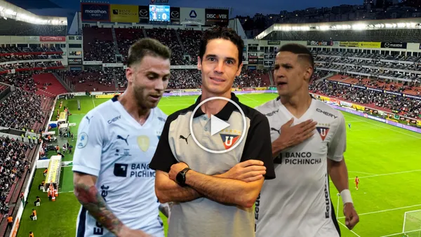 Ezequiel Piovi triste, Josep Alcácer y Alex Arce preocupado. Foto tomada de: Liga de Quito