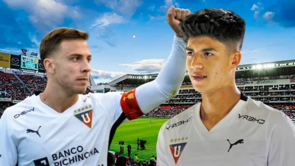 Ezequiel Piovi y Gabriel Villamil en el Estadio Rodrigo Paz Delgado (Foto tomada de: El Comercio/Late/La Red)