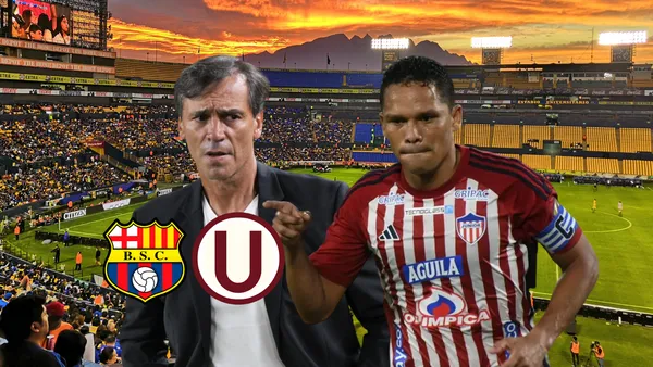 Fabián Bustos, Carlos Bacca señalando. Foto tomada de: Primicias/Wikipedia/Antena 2