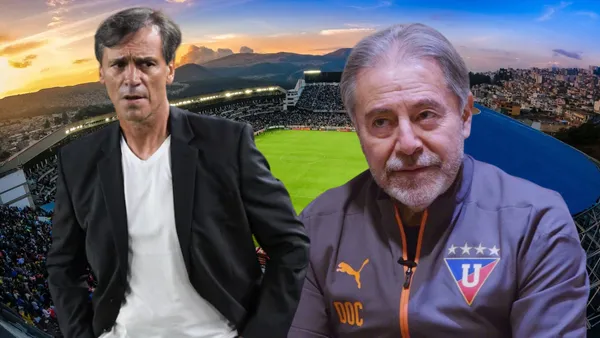 Fabián Bustos e Isaac Álvarez (Foto tomada de: Liga de Quito/Universitario)