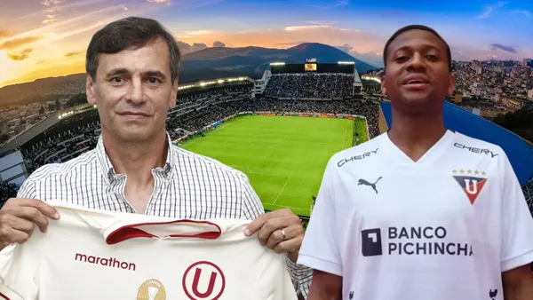 Fabián Bustos y Michael Estrada (Foto tomada de: Liga de Quito/Universitario)