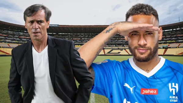 Fabián Bustos y Neymar (Foto tomada de: Municipio de Guayaquil/El Universo/DAZN)
