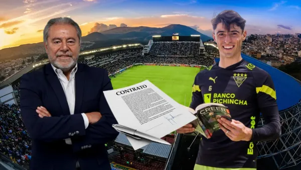 Facundo Rodríguez e Isaac Álvarez (Foto tomada de: Liga de Quito/Primicias/T4 Franquicias)