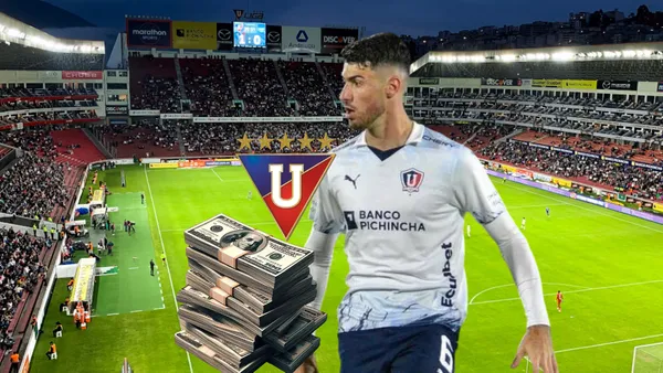 Facundo Rodríguez, escudo Liga de Quito. Foto tomada de: Ecuavisa/Liga de Quito