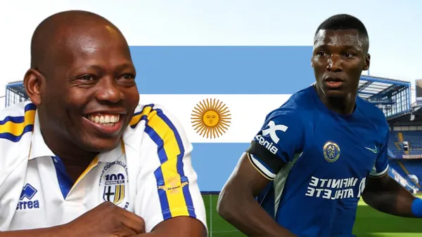 Faustino Asprilla y Moisés Caicedo (Foto tomada de: The Sun/Chelsea/Caracol/Wikipedia)