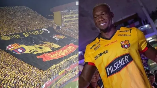 Felipe Caicedo estuvo en la popular mirando el Clásico del Astillero, que ganó BSC ante Emelec