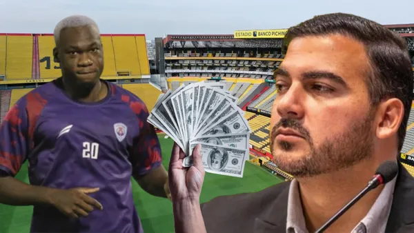 Felipe Caicedo y Antonio Álvarez en el Estadio Monumental (Foto tomada de: Extra/Abha Saudi Club/Metro)