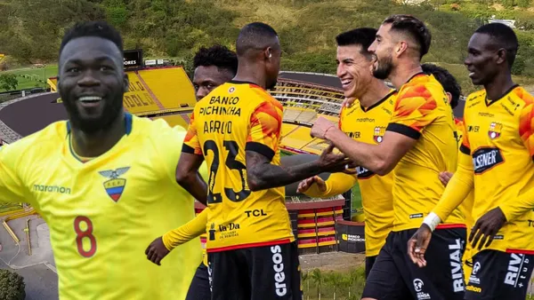 Felipe Caicedo y jugadores de Barcelona SC (Foto tomada de: Barcelona SC/La Tri/API)