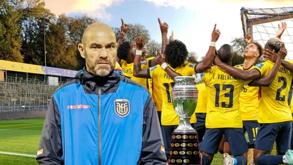 Félix Sánchez Bas serio, jugadores de la Selección de Ecuador. Foto tomada de: La Tri/Urgente 24