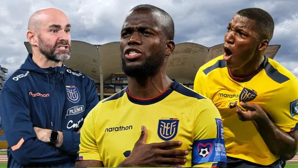 Félix Sánchez, Enner Valencia y Moisés Caicedo (Foto tomada de: Primicias/Ecuavisa/AFP/La Tri)