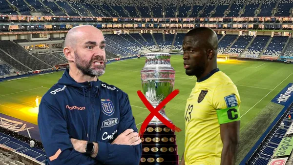 Félix Sánchez enojado, Enner Valencia serio. Foto tomada de: Primicias/La Tri